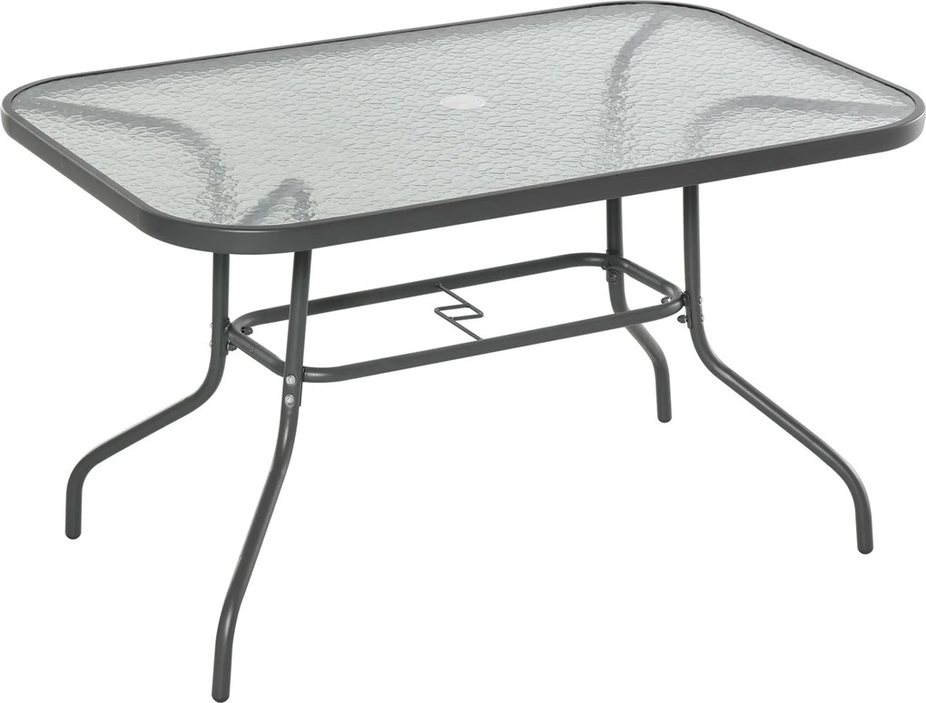 Outsunny Kerti Asztal Bistro Asztal Terasz Asztal Kerti Oldalsó Asztal Bistro Asztal Kerti Bútor Üvegtetővel Napernyő Nyílással Edzett Üveg + Fém Söté