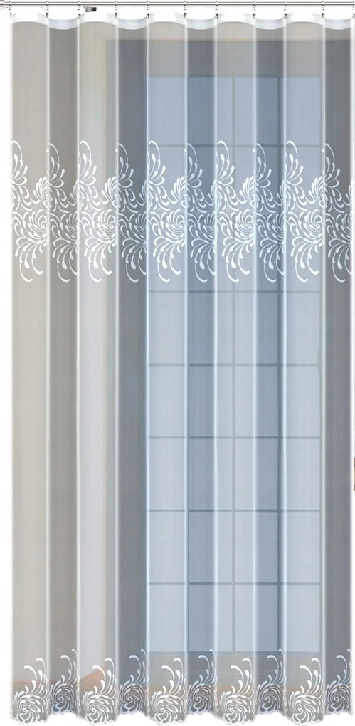 Függöny készre varrt zsakárd klasszikus szalaggal, 250x200 cm, fehér, 250-es minta