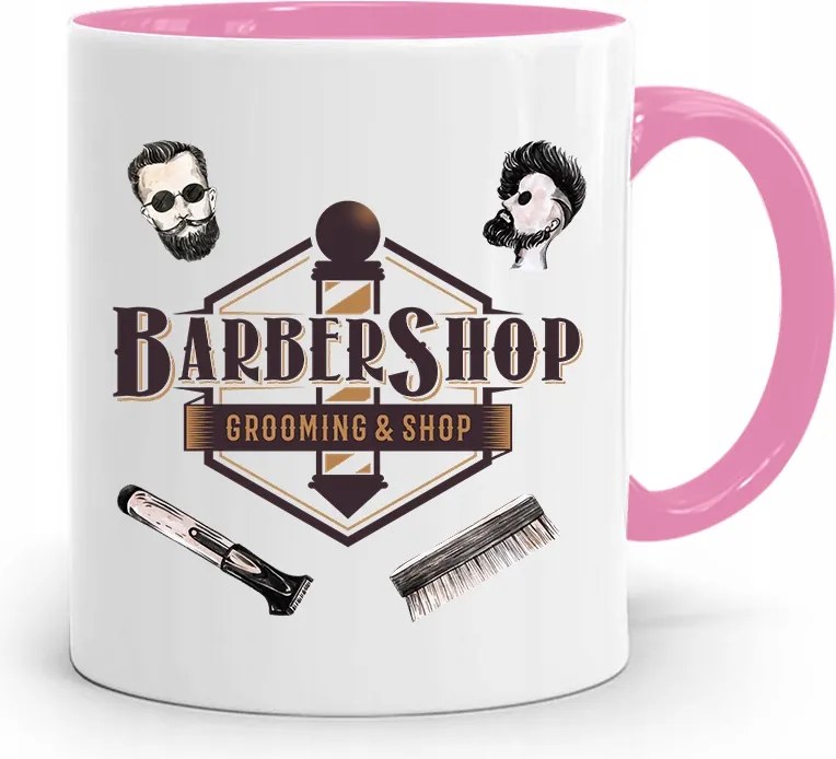 Rózsaszín Bögre Fodrásznak Barber Shop Ajándék fényképes nyomtatással