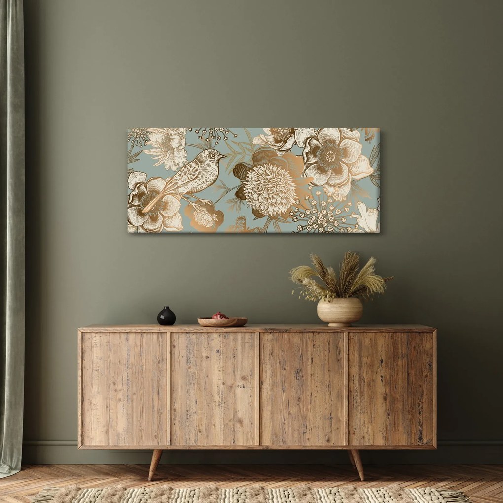 Arany virágok képe (120x50 cm)