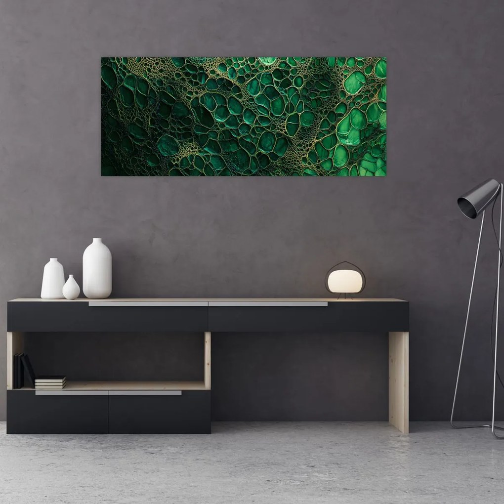 Kép - Zöld mikroszkópos kép (120x50 cm)