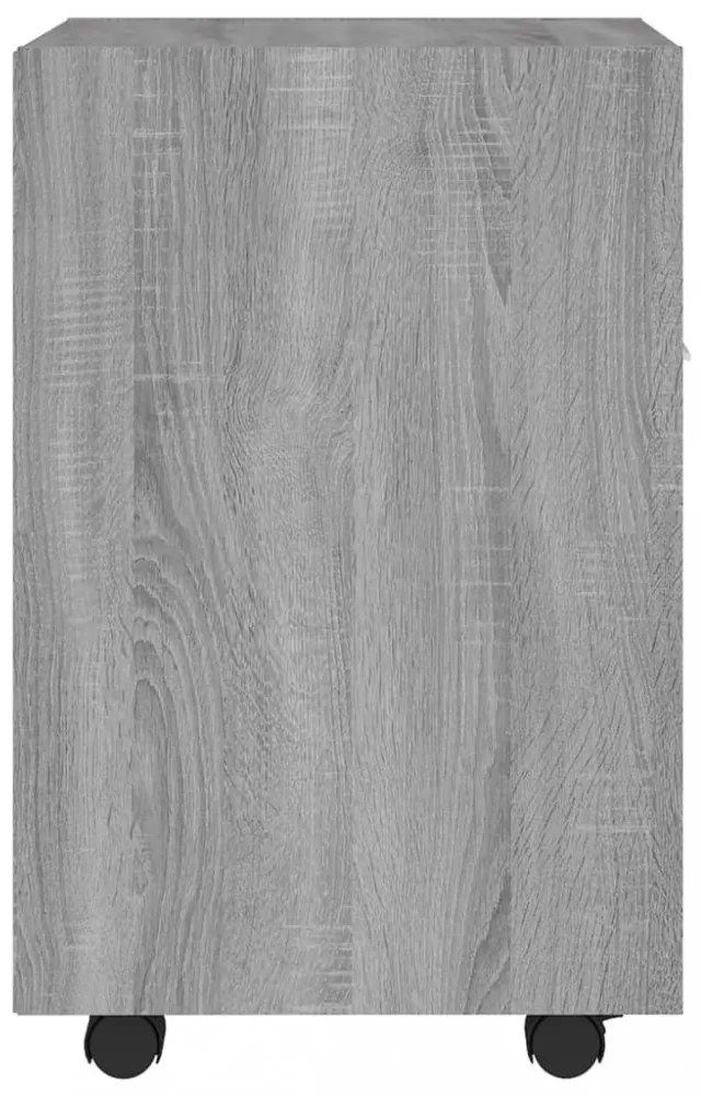 szürke sonoma színű fa kisszekrény kerekekkel 33 x 38 x 60 cm