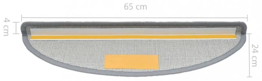 15 darab világosszürke lépcsőszőnyeg 65 x 24 x 4 cm