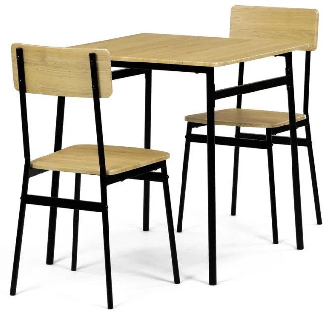 Set de sufragerie (1+2), MDF, decor stejar, cadru metalic negru