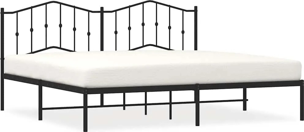 vidaXL fekete fém ágykeret fejtámlával 193 x 203 cm