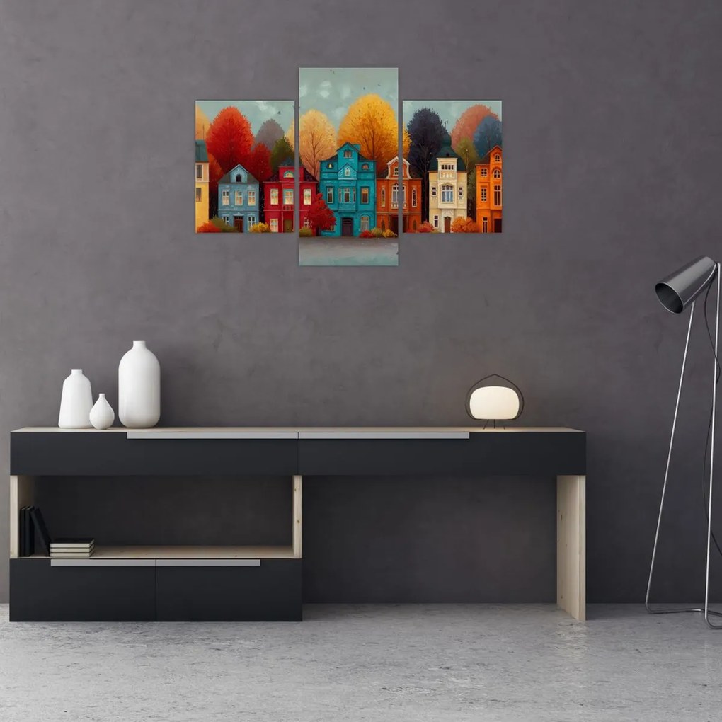 Kép - Festett őszi város (90x60 cm)