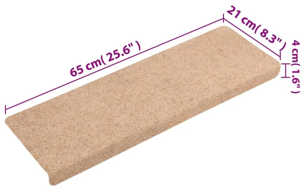 15 db krémszínű tűvel lyuggatott szövet lépcsőszőnyeg