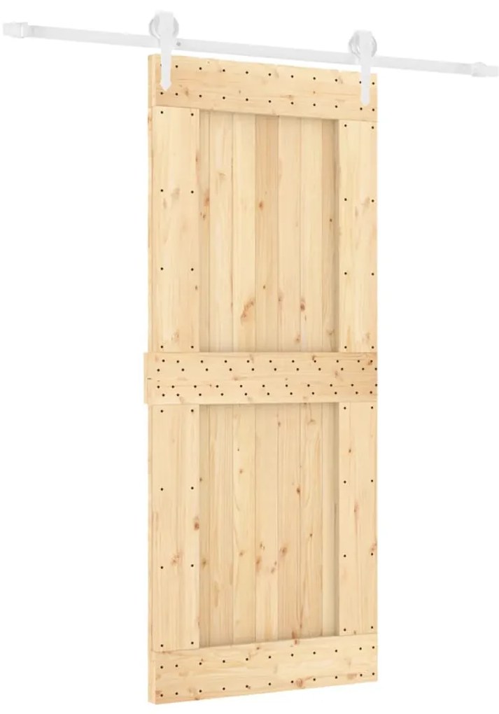 Tömör fenyőfa tolóajtó fémszerelék szettel 85x210 cm