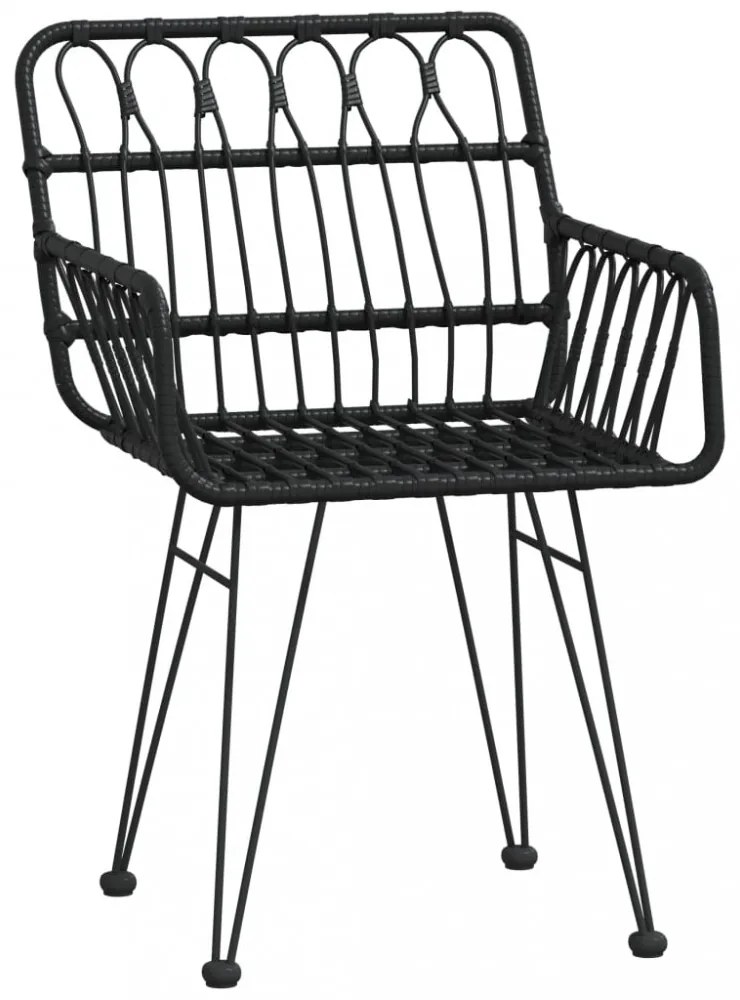 2 db fekete PE rattan karfás kerti szék 56 x 64 x 80 cm