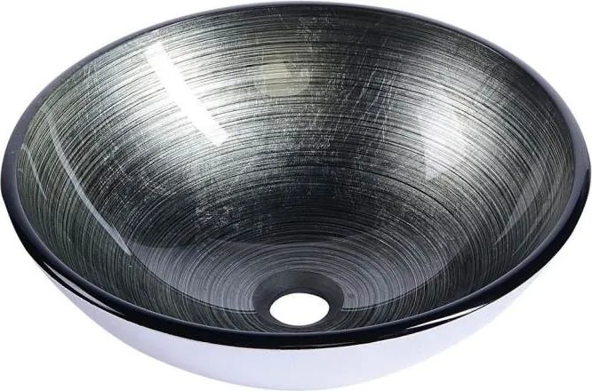 Sapho Damar mosdókagyló üveg Ø42 cm szürke sötét/ezüst 2501-20