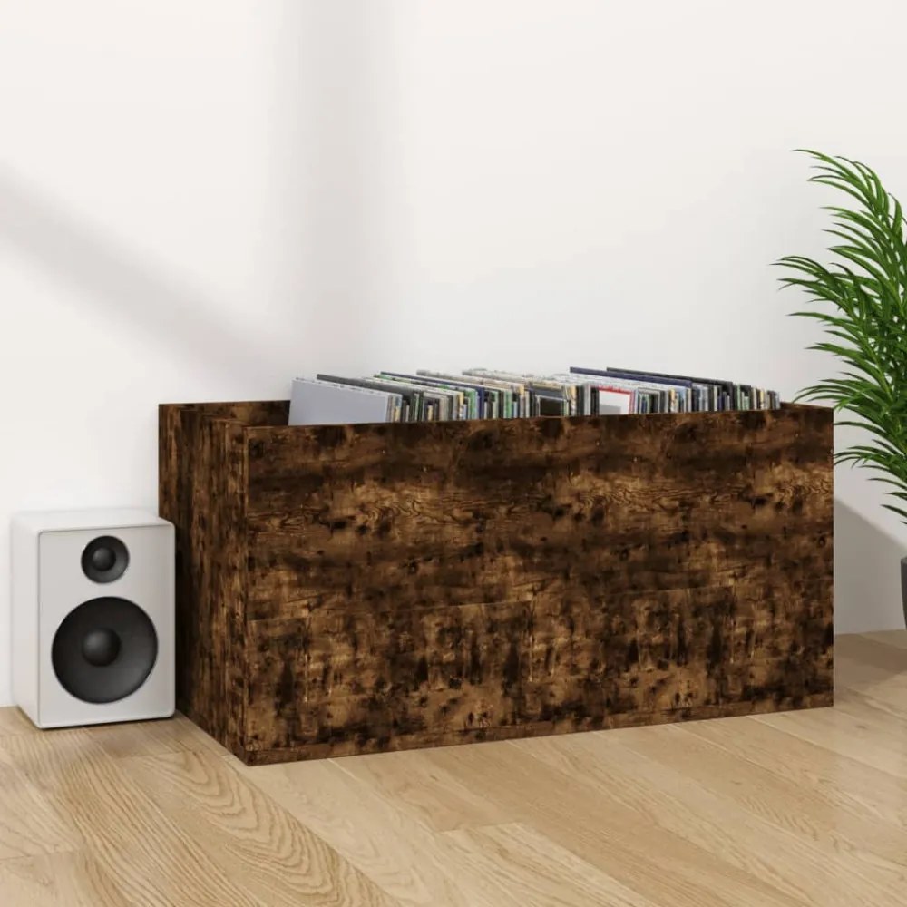 füstös tölgy színű szerelt fa lemeztároló doboz 71 x 34 x 36 cm