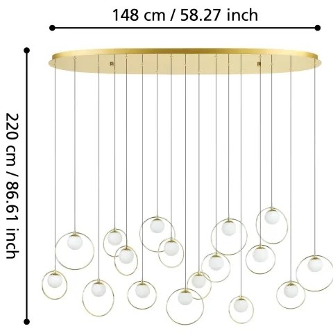 Eglo 390348 - LED Dimmelhető csillár zsinóron PORTOCOLOM 17xLED/3W/230V arany