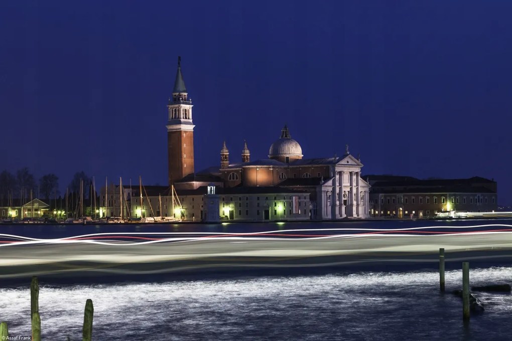 Poszter 30x20cm Éjszakai felvétel San Giorgio Maggiore a Grand Canal csatornáról, Assa