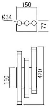 Redo 01-2038 - LED Fali lámpa MADISON 6xLED/4W/230V fekete