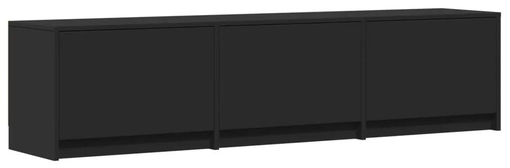 fekete szerelt fa TV-szekrény LED-ekkel 165 x 34 x 50 cm