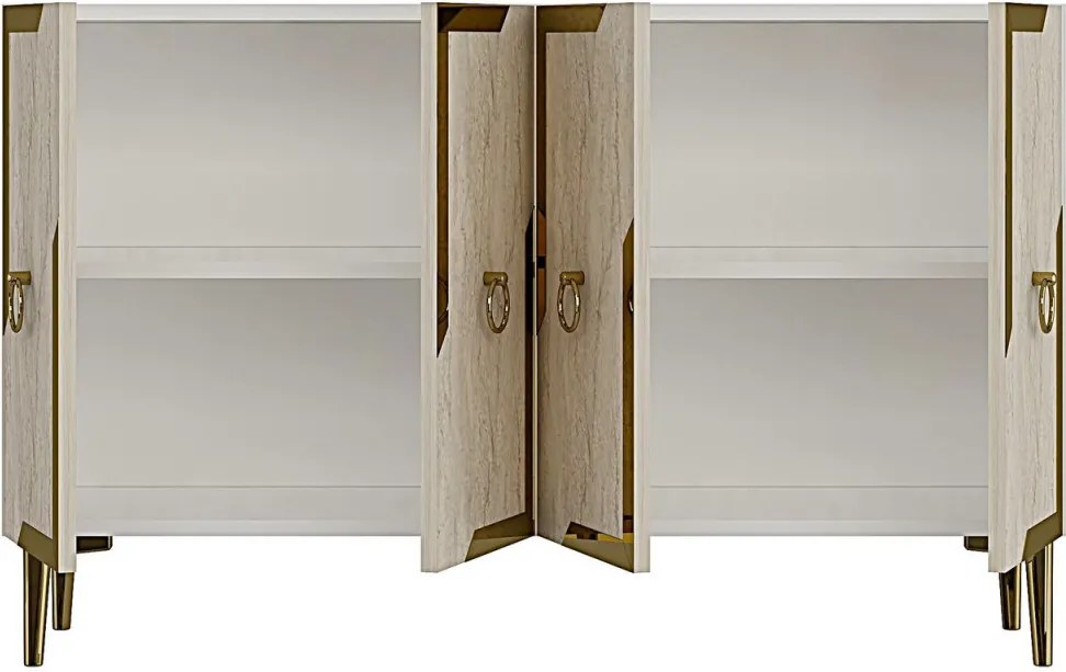 Seza 120 - White, Travertine, Gold