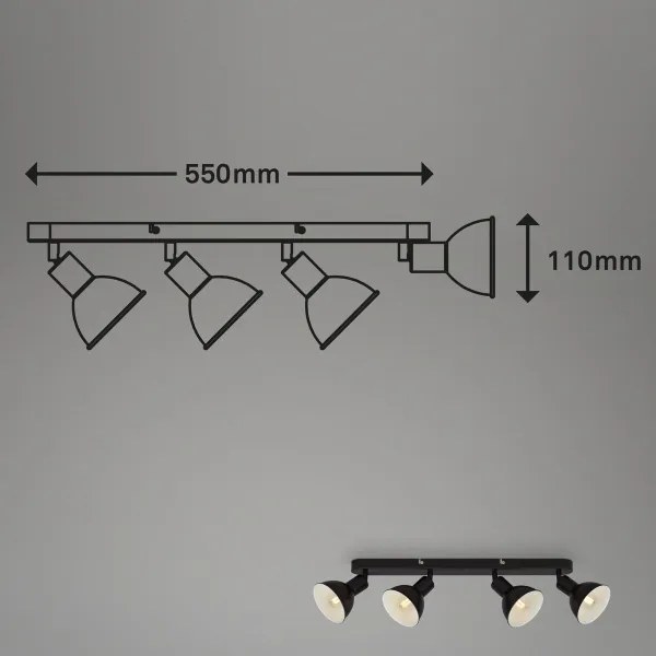 Brilo - Spotlámpa RETRO 4xE14/25W/230V fekete
