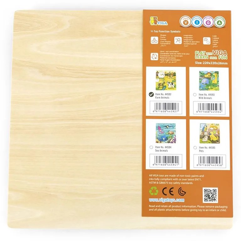 Gyermek fa puzzle Viga Farm 4 db