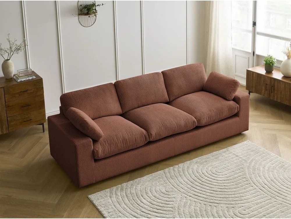 Narancssárga kordbársony kanapé 250 cm Belair – Bobochic Paris