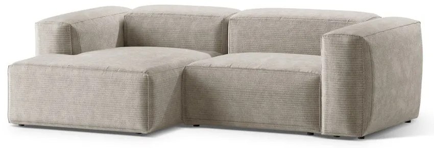 Bézs kordbársony sarokkanapé (bal oldali-heverő résszel) Bergano – Cosmopolitan Design