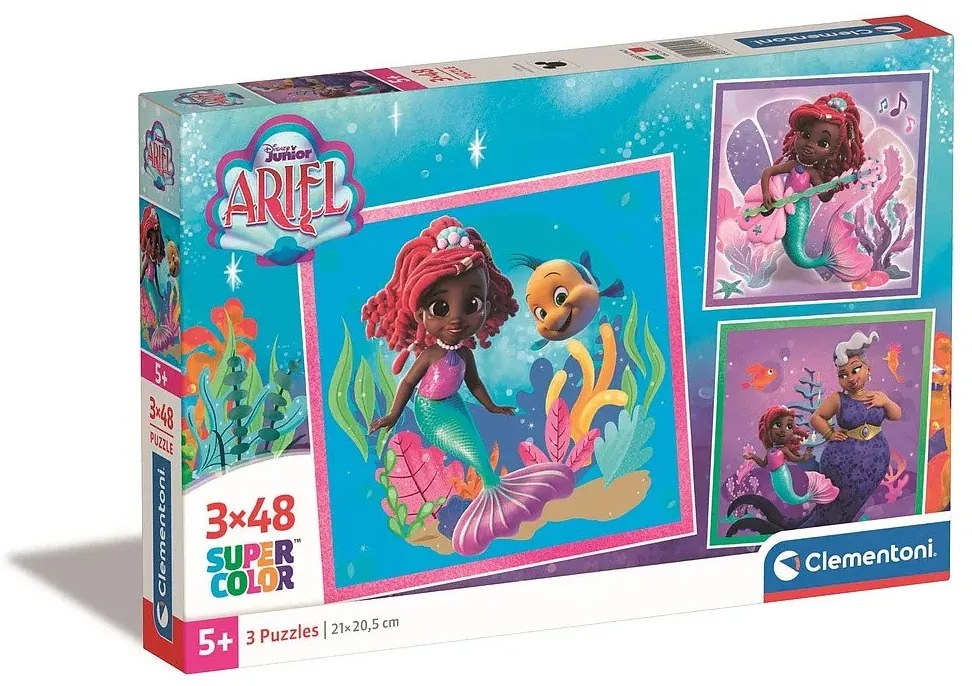 Disney Hercegnők Junior Ariel 3x48 db-os puzzle Clementoni