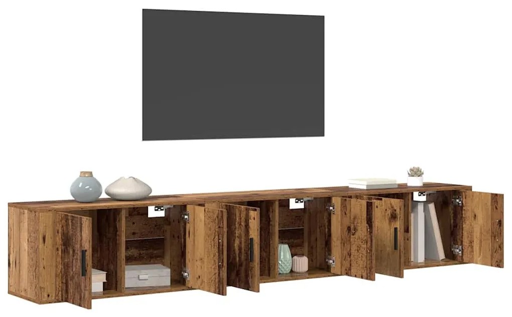 vidaXL Fali TV szekrény szett 3 pcs Öreg fa 80 x 34,5 x 40 cm Faanyag