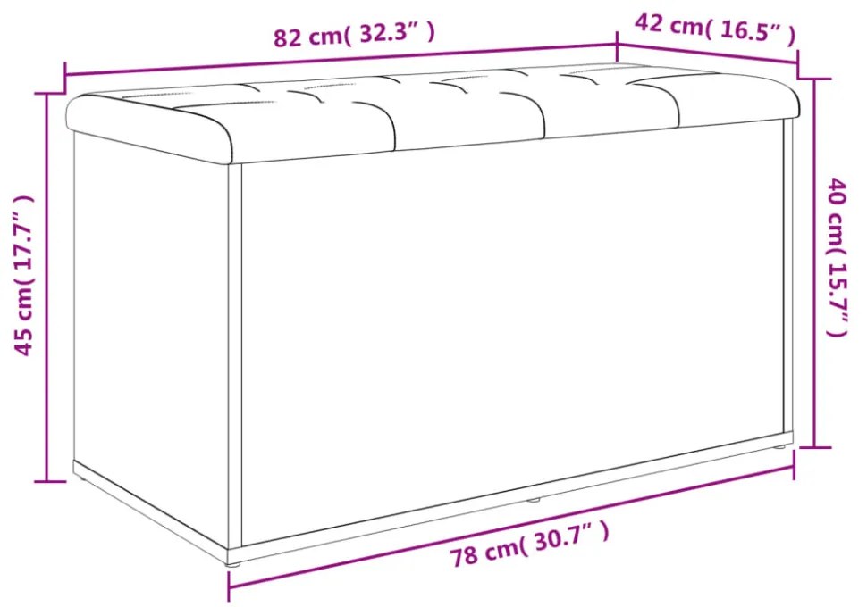 barna tölgy színű szerelt fa tárolópad 82 x 42 x 45 cm