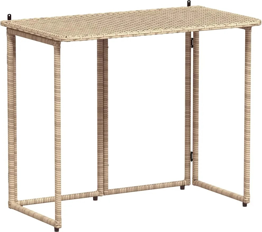 vidaXL bézs polyrattan összecsukható kerti asztal 90x51x75 cm
