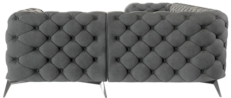 Szürke bársony sarokkanapé (jobb oldali-L alakú) Chelsea – Ropez