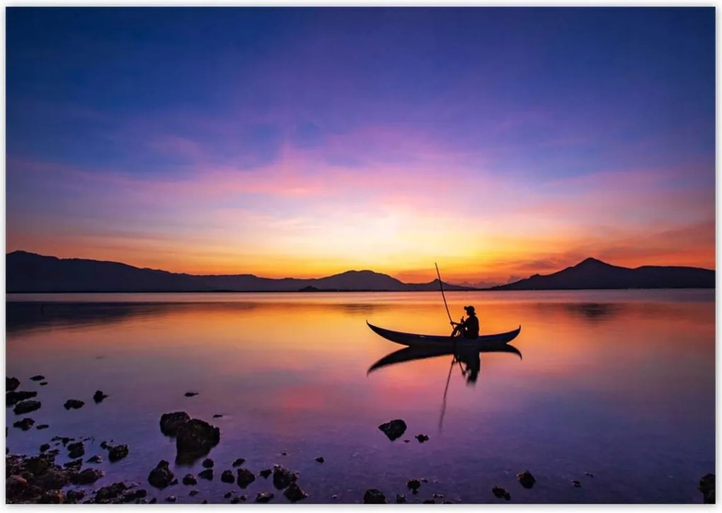 Poszterek 100x70 Esti horgászat naplementekor