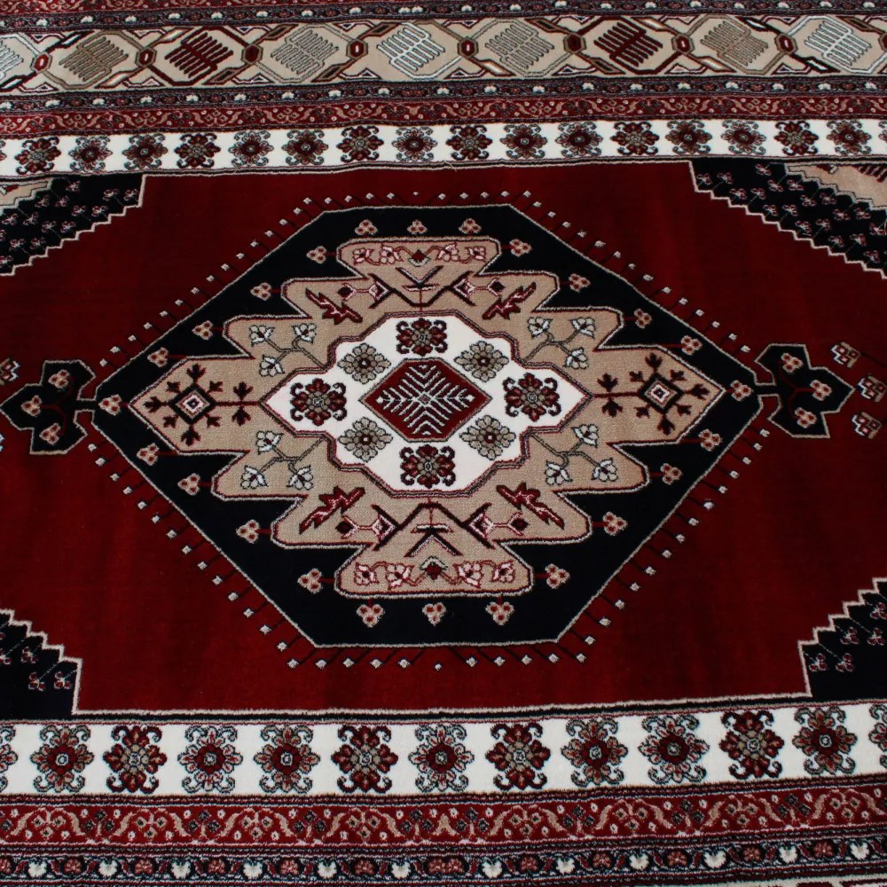 Gépi perzsa szőnyeg bordó Turkmen 140x200 klasszikus nappali szőnyeg