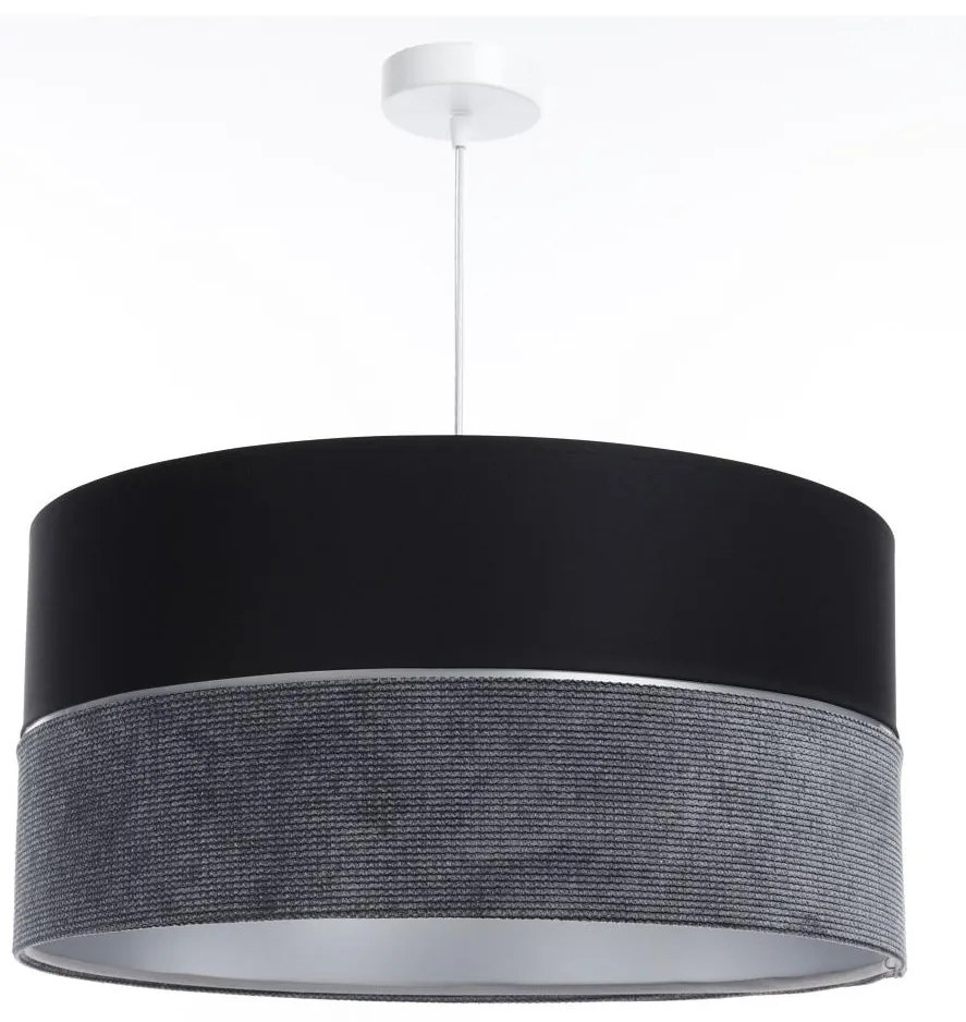 Csillár zsinóron TWIST 1xE27/60W/230V fekete/szürke/ezüst