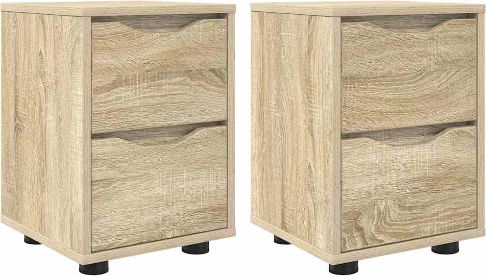 vidaXL Éjjeliszekrények 2 pcs Sonoma tölgy 30,5 x 30 x 43 cm Faanyag