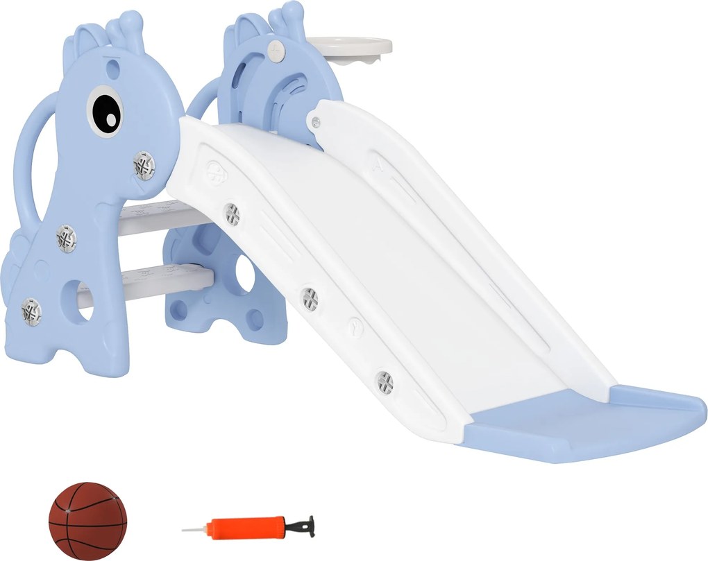 AIYAPLAY Gyermekcsúszda Kislányoknak Zyggőgőz Felszereléssel, Beltéri és Kültéri Műanyag Gyermekcsúszda Kertbe 1-3 Éveseknek, Kék | Aosom