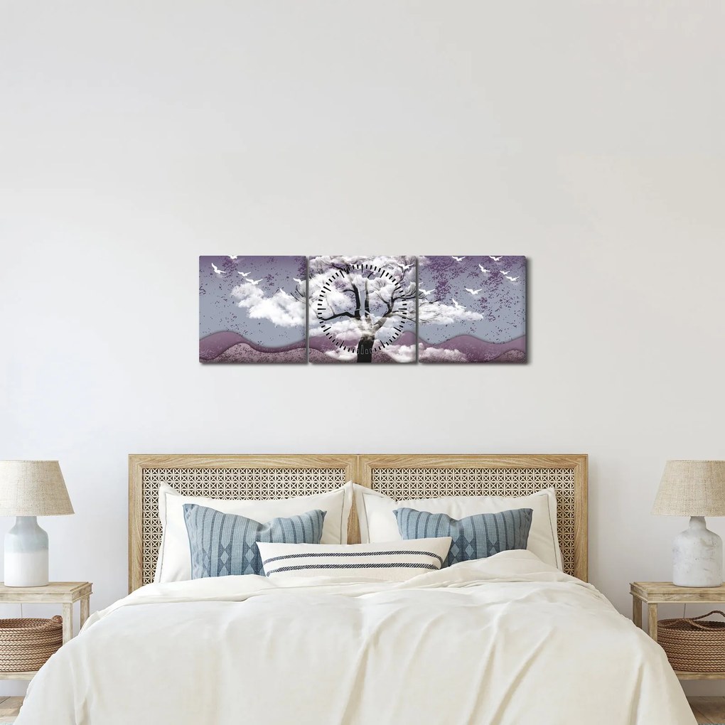 Kép - Fa a felhőkben (órával) (90x30 cm)