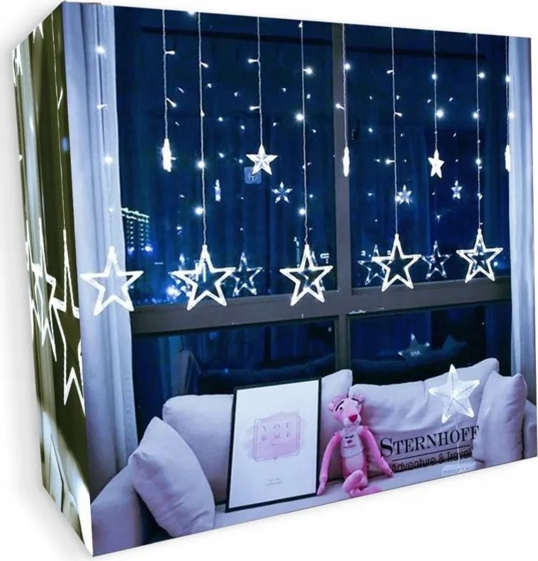 Fényfüggöny Csillagok Karácsonyi Díszek Lámpák 120 Led Hideg Fehér