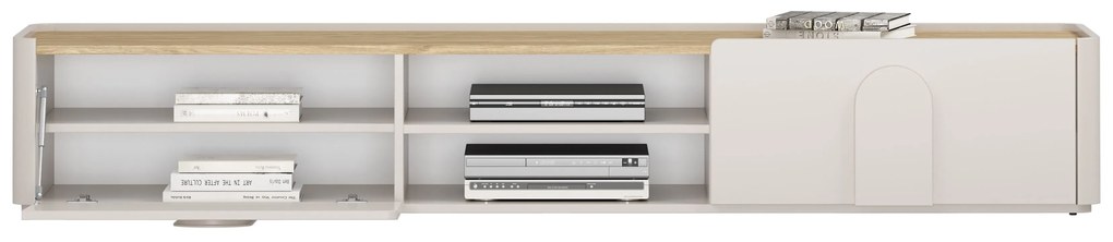 Amilio RTV szekrény 220 cm - kasmír / olajozott tölgy / kasmír fogantyú