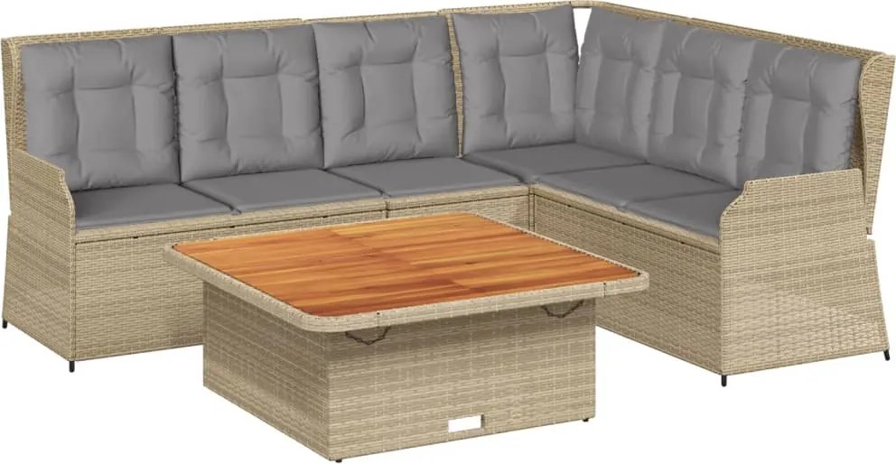 vidaXL 5 részes bézs polyrattan kerti ülőgarnitúra párnákkal