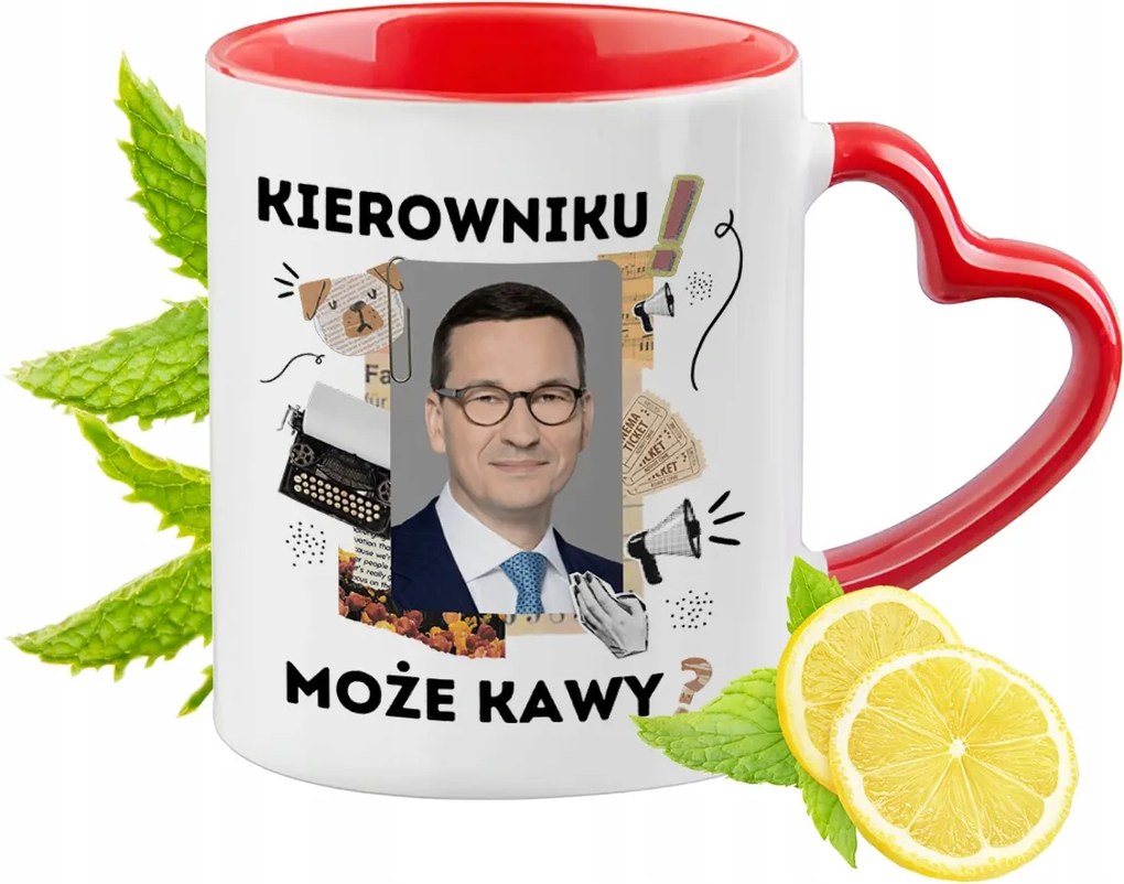 Mateusz Morawiecki Piros bögre szív alakú füllel Ajándék