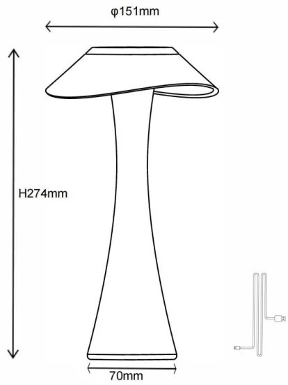 Globo 21025S-LED Dimmelhető Asztali lámpa tölthető AMBRA LED/2,5W/3,7V 2700K/4500K/6500K fekete