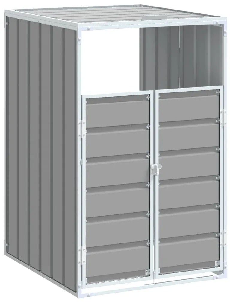 szürke acél kerekes szemetes tároló 1 szemeteskukához 72 x 81 x 115 cm