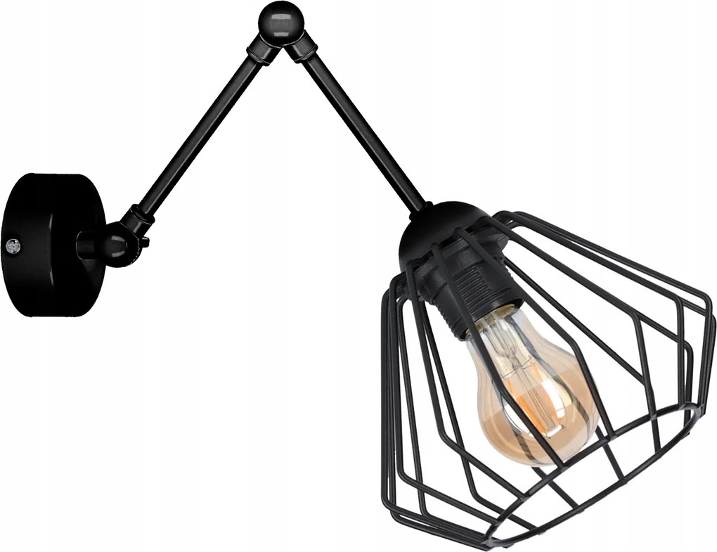 Wire csuklós fali lámpa, fekete LED-es