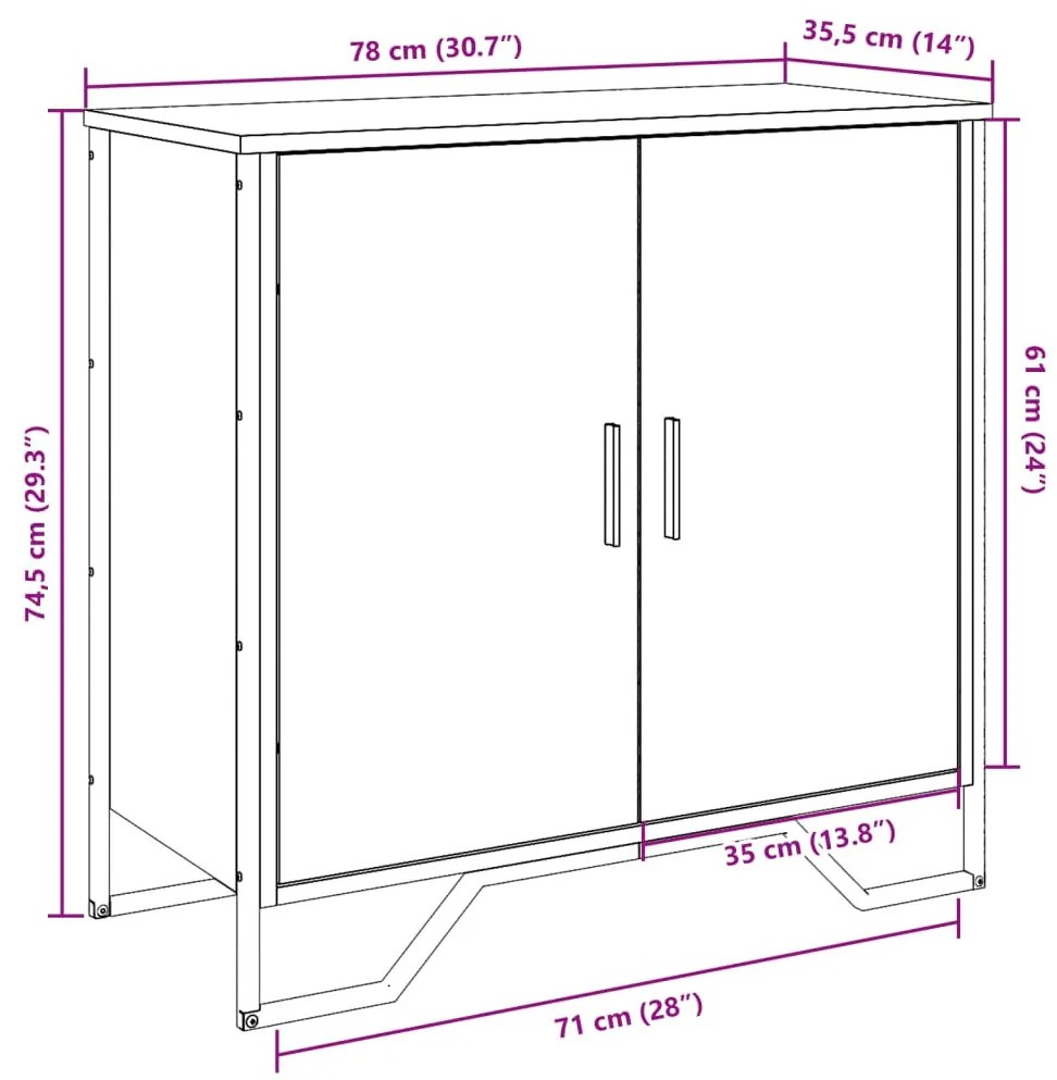 fekete szerelt fa tálalóasztal 78 x 35,5 x 74,5 cm