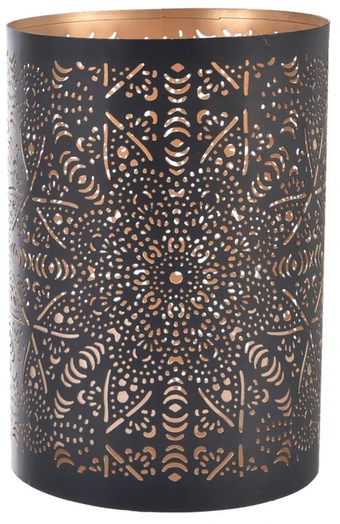InDecor Fém gyertyatartó Mandala fekete, 13 x 13 x22 cm, L