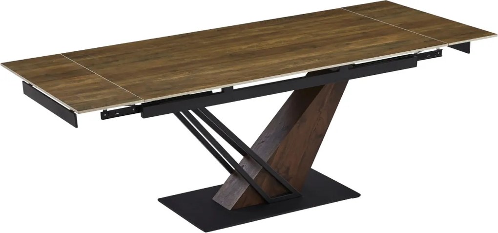 Kihúzható kerámia étkezőasztal 160–220 cm méretben, sötétbarna/fekete színben REX