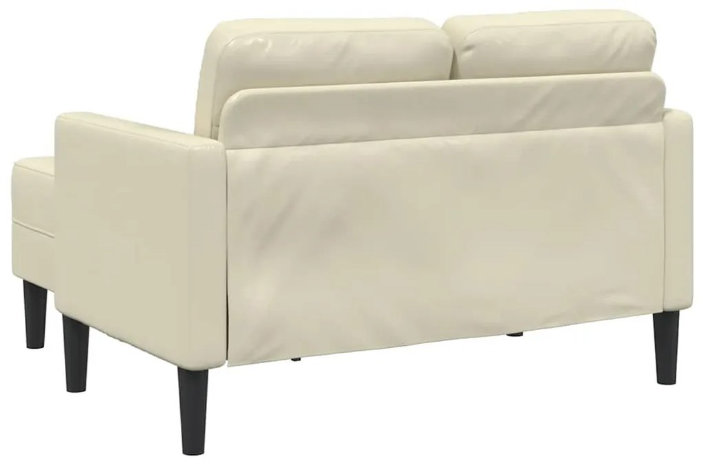 krémszínű műbőr 2 üléses kanapé L-alakú kanapéval 125 cm