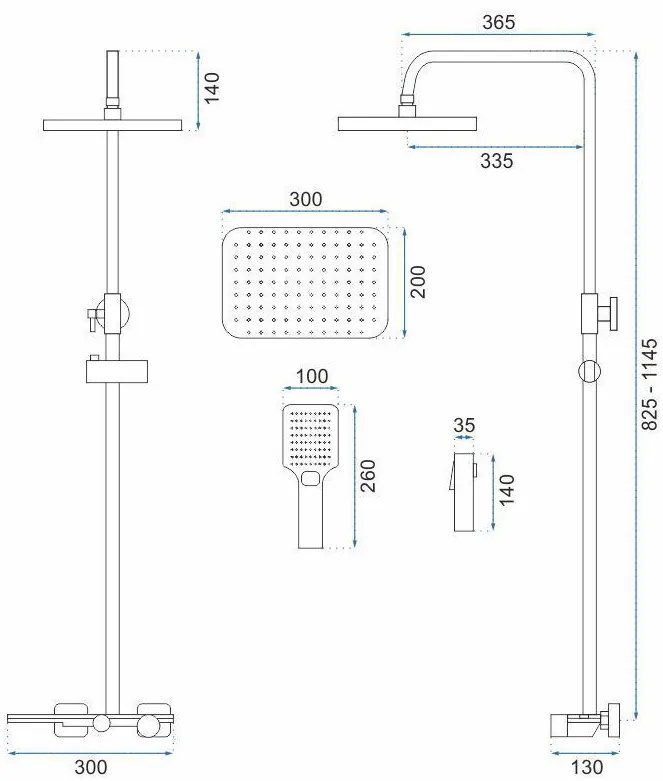 Rea Helix, falra szerelhető zuhanygarnitúra termosztatikus csapteleppel és bidé zuhannyal, arany matt, REA-P6621