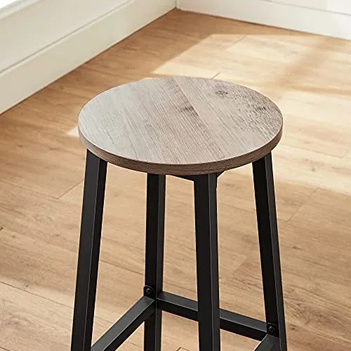 2 db-os bárszék szett, magas konyhai székek, szürkés bézs és fekete