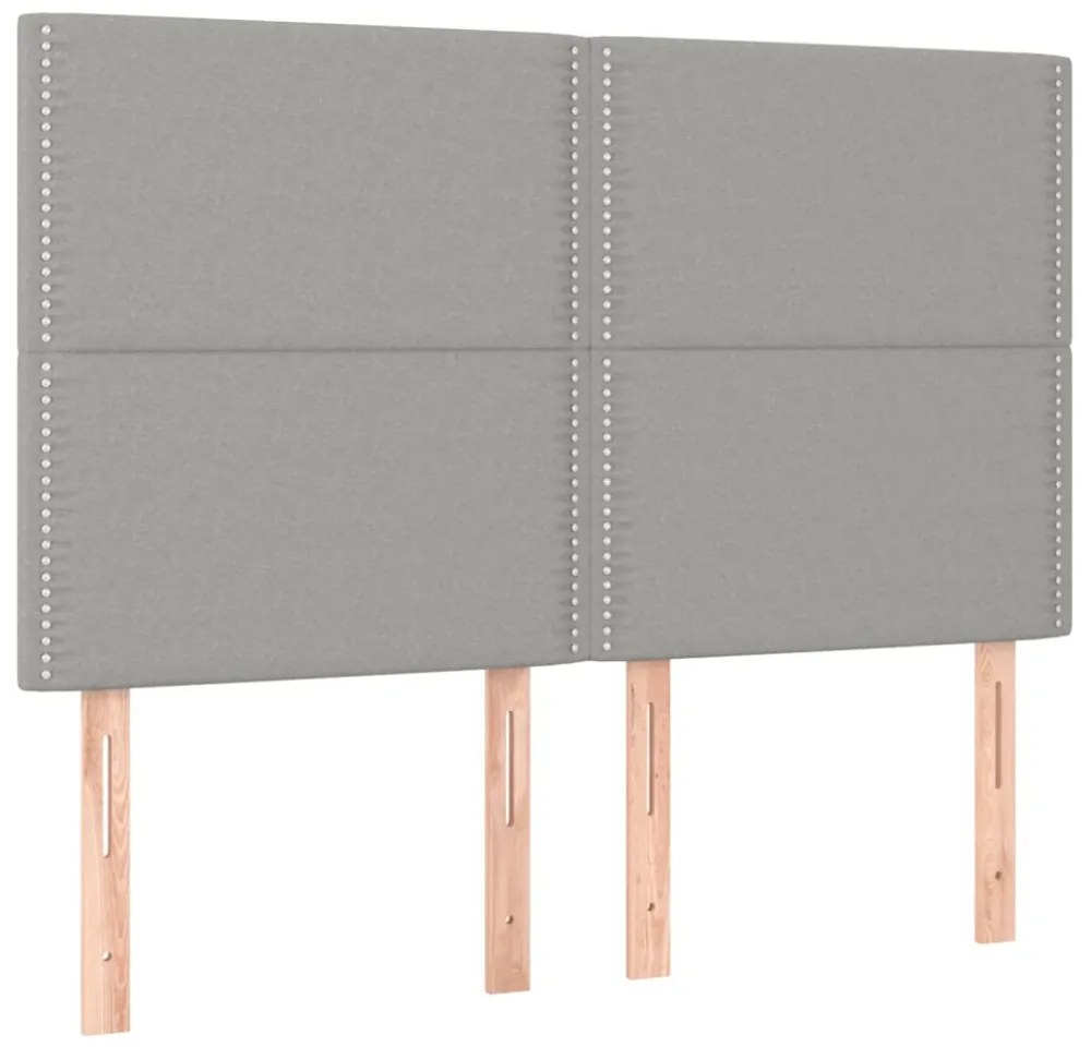 sötétszürke szövet rugós és LED-es ágy matraccal 140x190 cm