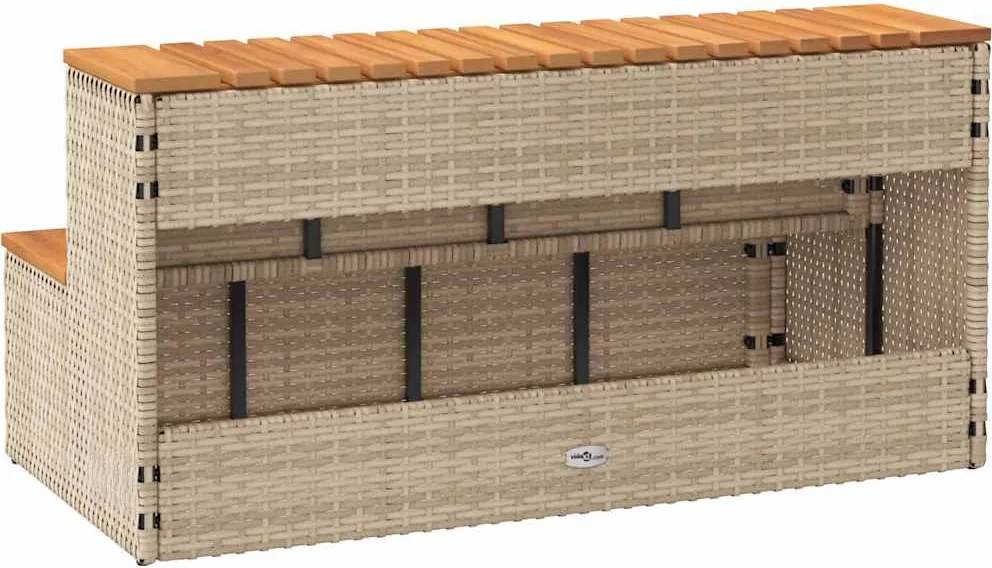 pezsgőfürdő lépcső bézs 100x50x50,5 cm polyrattan és akácfa